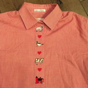 🦆🐓🐑🐄Farm animal Foxcroft button up size 12
